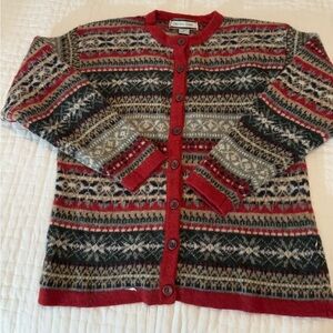 Women’s Shetland Wool Button Up Cardigan-Size XL